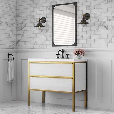 Element  White and Brass 24" Single Vanity with Integrated Top