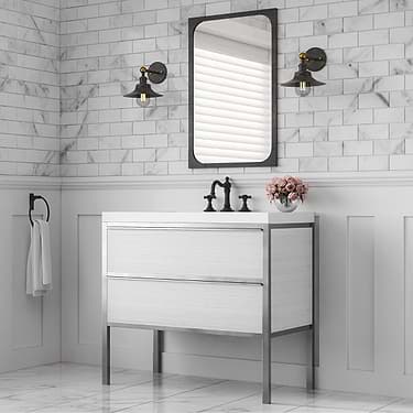 Element  White and Chrome 24" Single Vanity with Integrated Top