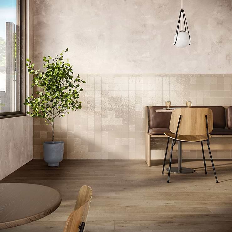 Montauk Sand Dune 4x4 Beige Ceramic Wall Tile with Mixed Finish