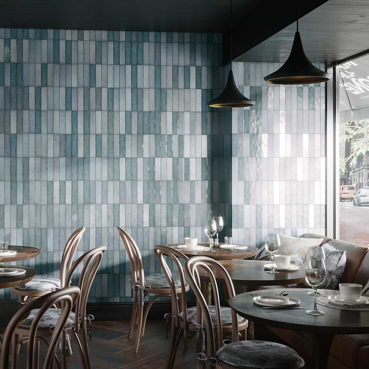 Color One Ocean Blend 2x8 Cement and Lava Stone Tiles
