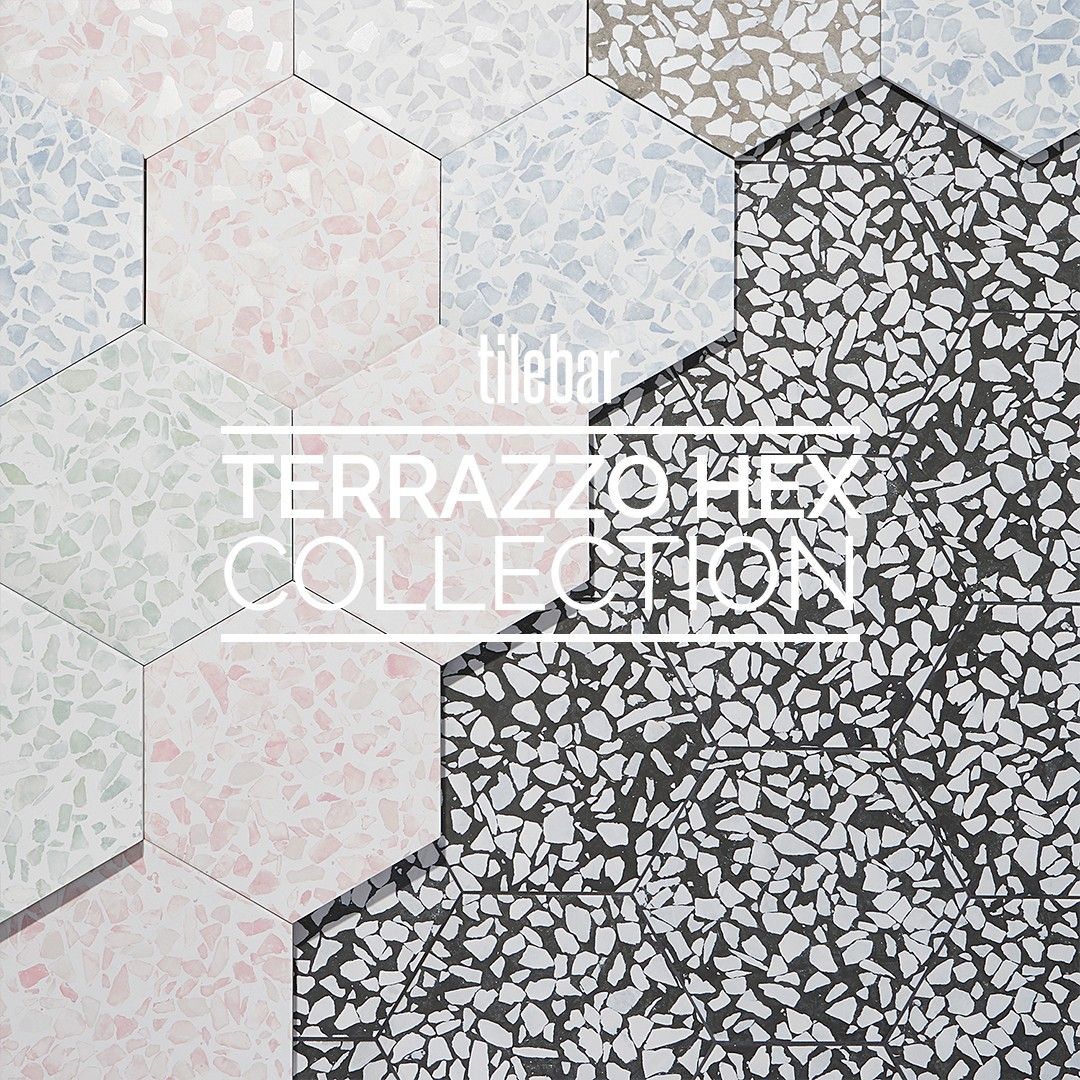 Terrazzo Hex Nero Black & White 9" Terrazzo Look Matte Porcelain Tile
