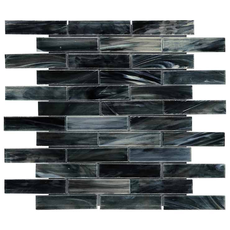 Artwater Iridescent Night Black Polished Glass Mosaic Tile