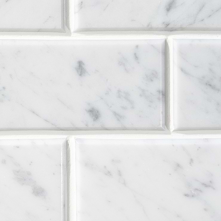 Carrara Beveled 2x4 Marble Polished Mosaic Tile