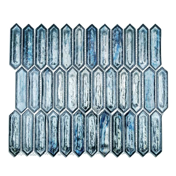 Komorebi Picket Jet Stream Blue 1x3 Polished Glass Mosaic Tile