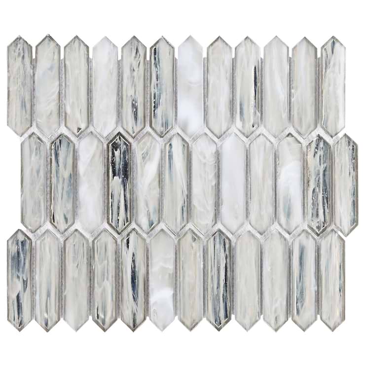 Komorebi Picket Mineral Ice Gray 1x3 Polished Glass Mosaic Tile