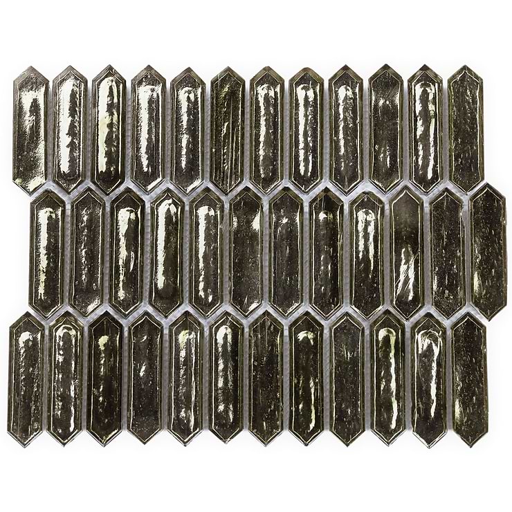 Komorebi Picket Rainforest Dew Gray 1x3 Polished Glass Mosaic Tile
