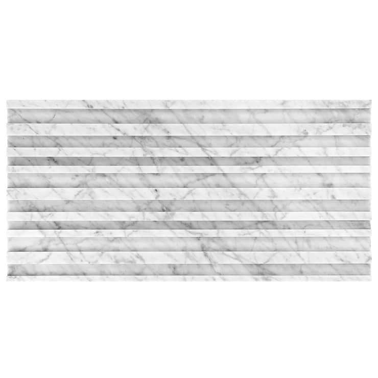Stonework Barcode Carrara White 12x24 3D Polished Marble Tile