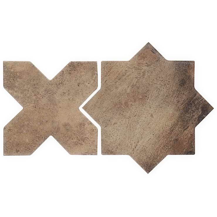 Not for Sale-Parma Taupe Matte Star and Taupe Matte Cross 6" Terracotta Look Porcelain Tile