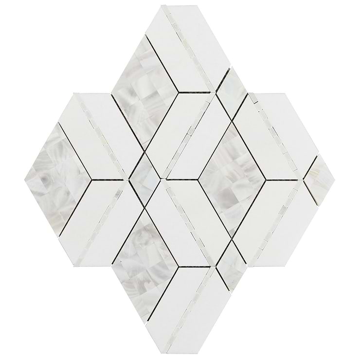 Diana White Polished Marble and Pearl Mosaic Tile