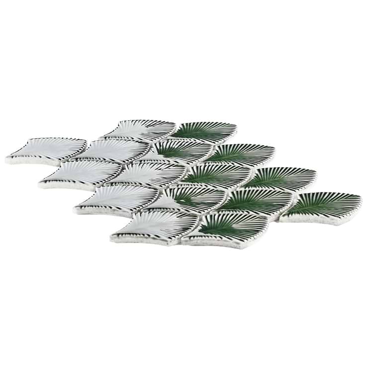 Nabi Capri Green 3x4" Fishscale Polished Glass Mosaic Tile