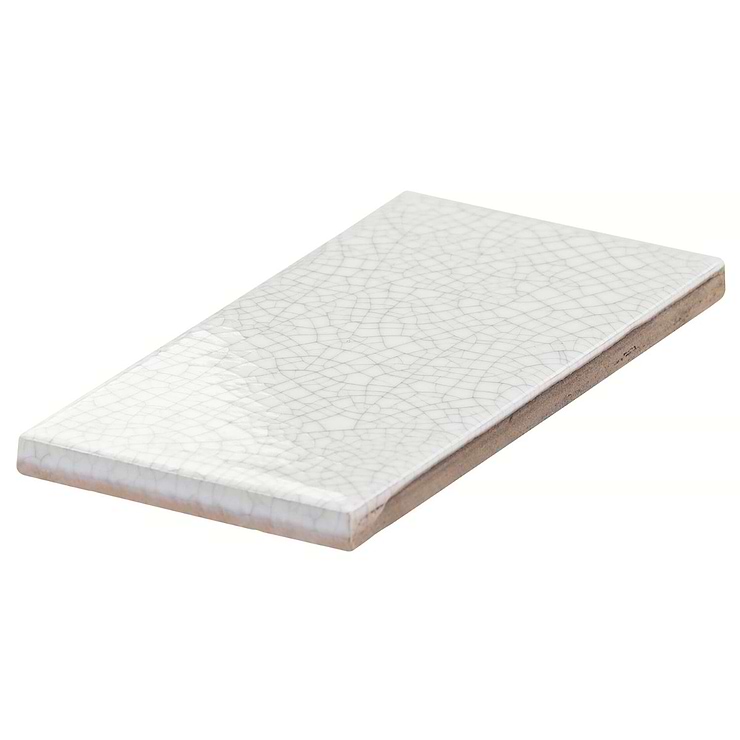 Sarina Vintage White 3x6 Glossy Crackled Ceramic Wall Tile