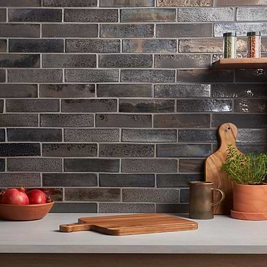 Emery Mixed Metallic 2x8 Handmade Crackled Terracotta Subway Tile