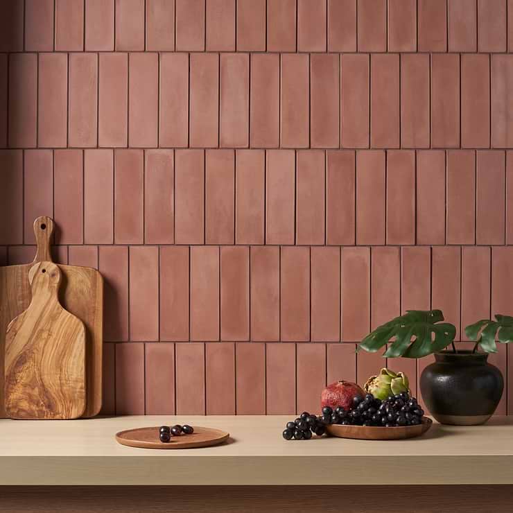 Color One Cotto Red 2x8 Matte Cement Subway Tile; in Red Cement ; for Backsplash, Floor Tile, Kitchen Floor, Kitchen Wall, Wall Tile, Bathroom Floor, Bathroom Wall, Shower Wall, Shower Floor; in Style Ideas Beach, Classic, Contemporary, Cottage, Craftsman, Mediterranean, Transitional; released 2023; new, trends
