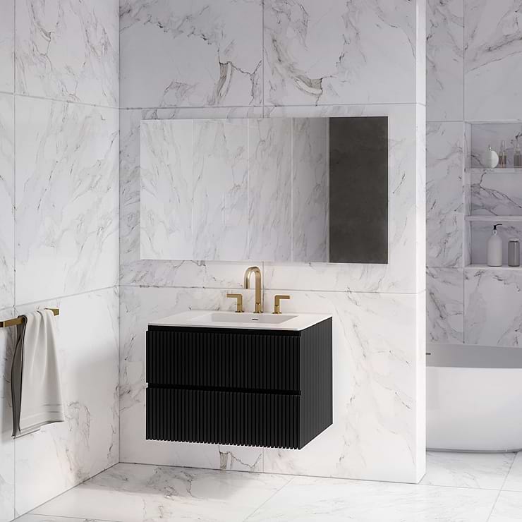 Linear Black Gloss 24" Single Vanity with Integrated Top