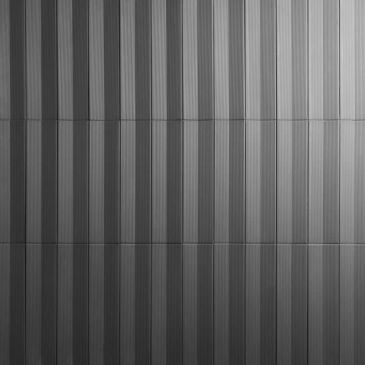 Kinzie Concave Charcoal Black 4x16 3D Matte Ceramic Tile