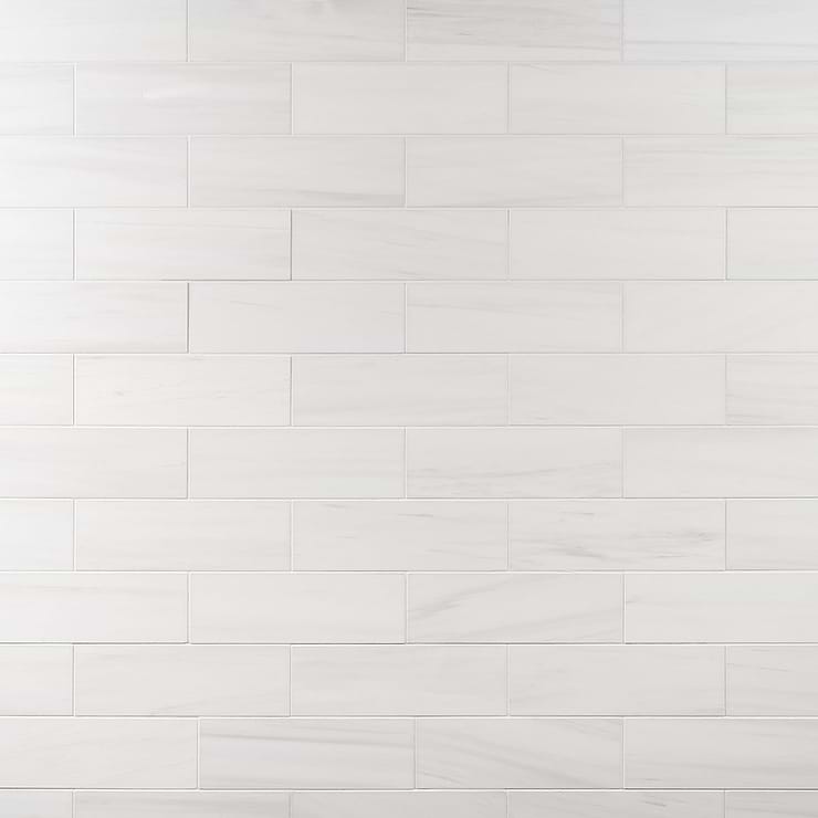 Bianco Dolomite White 4x12 Premium Honed Marble Tile