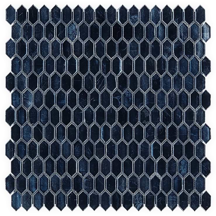 Flicker Metallic Midnight Blue 1/4" x 1" Polished Glass Mosaic Tile