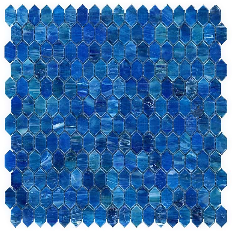 Flicker Iridescent Marine Blue 1/4" x 1" Polished Glass Mosaic Tile