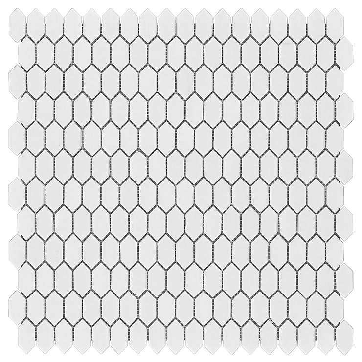 Flicker Rain White 1/4" x 1" Polished Glass Mosaic Tile
