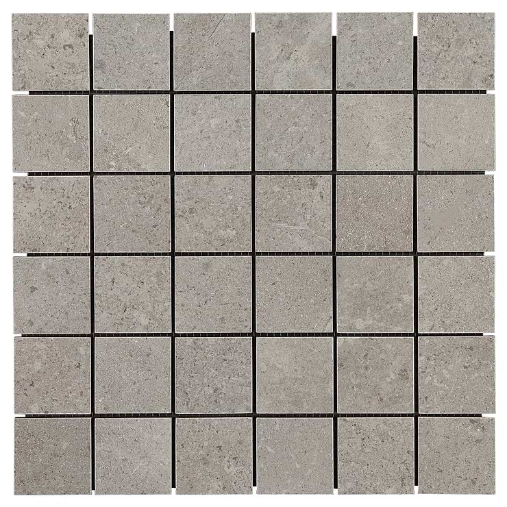 New Rock Fumo Light Gray 2x2 Limestone Look Matte Porcelain Mosaic Tile