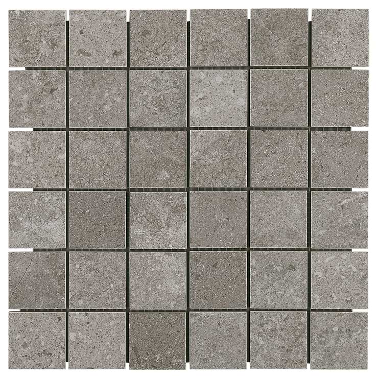 New Rock Fossil Dark Gray 2x2 Limestone Look Matte Porcelain Mosaic Tile