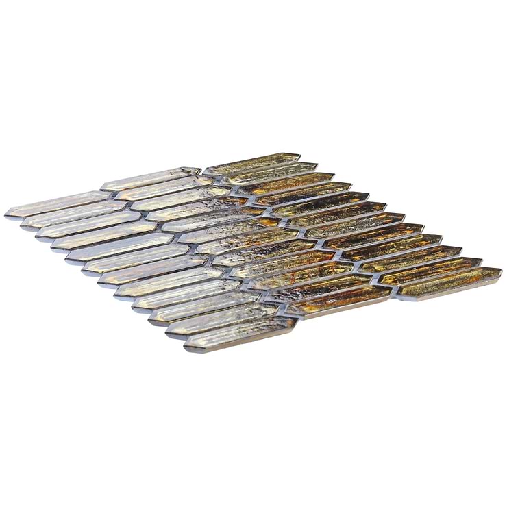 Komorebi Picket Golden Honey 1x3 Polished Glass Mosaic Tile