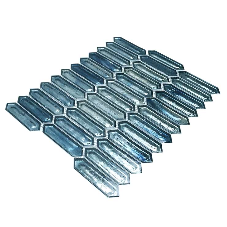 Komorebi Picket Jet Stream Blue 1x3 Polished Glass Mosaic Tile