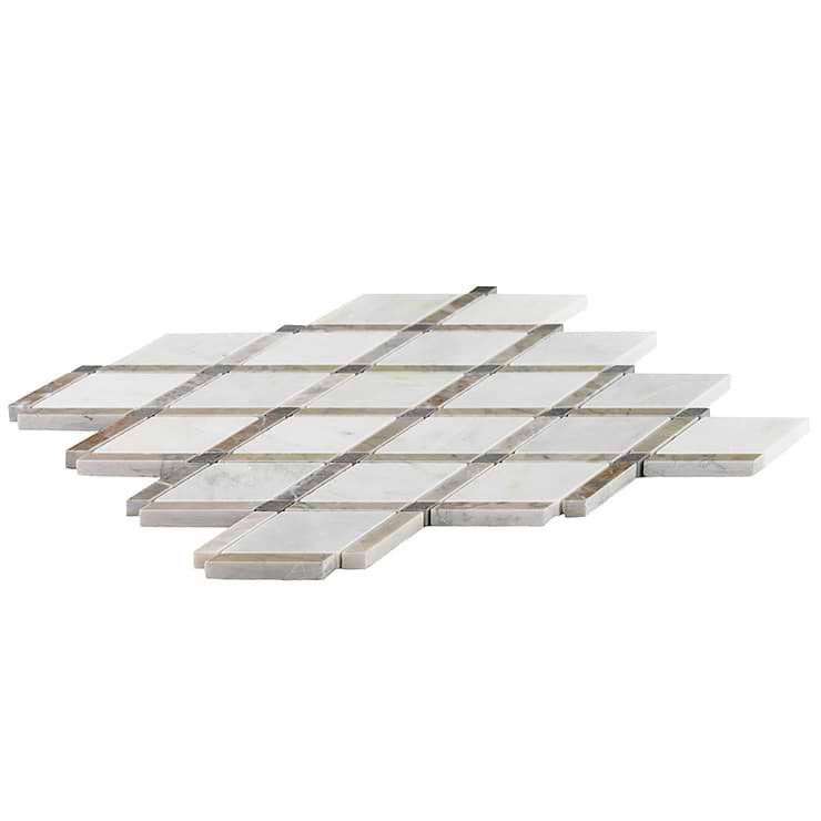 Imperial Cumulus Cloud White Blend Polished Marble Mosaic Tile