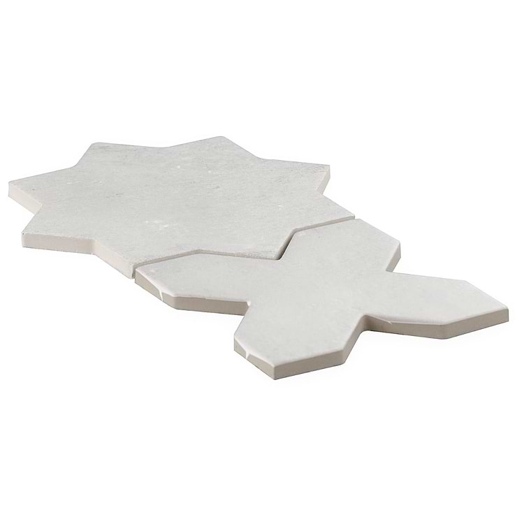 Parma Dove Gray Matte Star and Dove Gray Matte Cross 6" Porcelain Tile