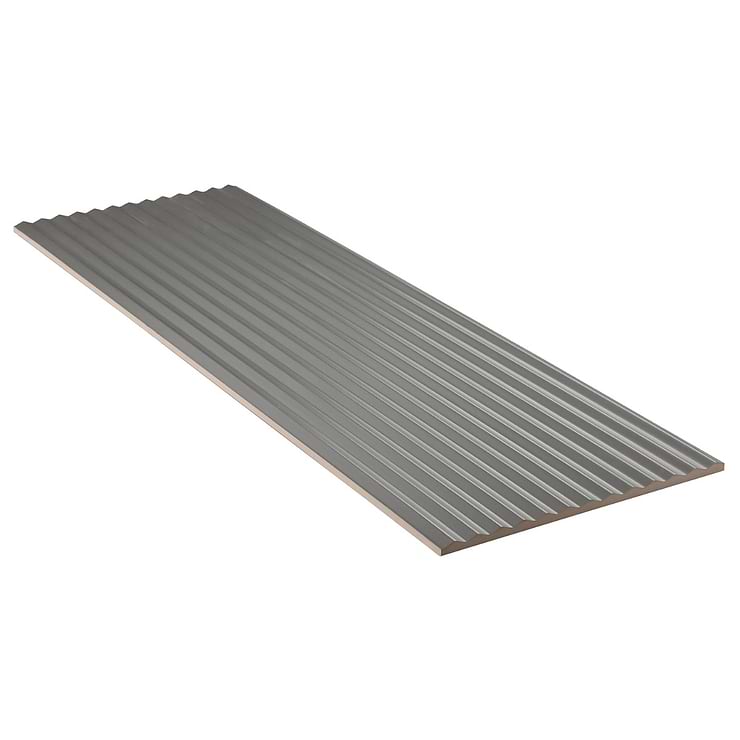 Mod Smoke Gray 12x36 3D Fluted Matte Ceramic Tile 