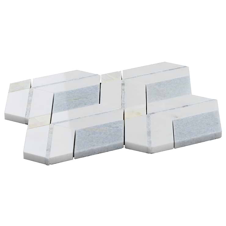Diana Blue Celeste Polished Marble and Pearl Mosaic Tile