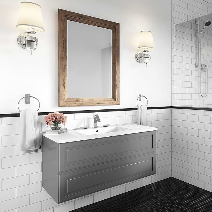 Alma Grigio Gray 42" Wall Mounted Vanity
