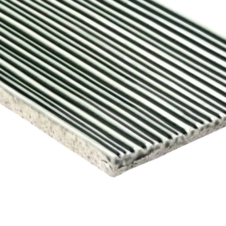 Nabi Capri Green 4.5x9 Fluted Ridged Polished Glass Tile