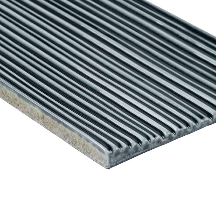 Nabi Midnight Blue 4.5x9 Fluted Ridged Polished Glass Tile