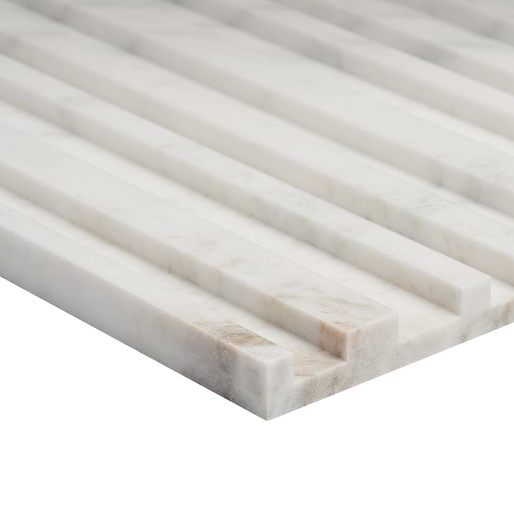 Stonework Barcode Alaska White 12x24 3D Polished Marble Tile