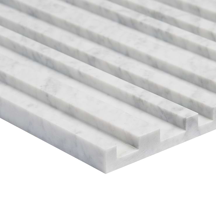 Stonework Barcode Carrara White 12x24 3D Polished Marble Tile