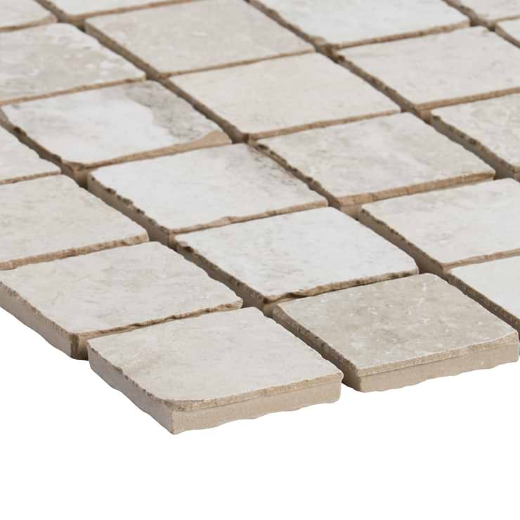 Seville Olimpia White 2x2 Travertine Look Matte Porcelain Mosaic Tile