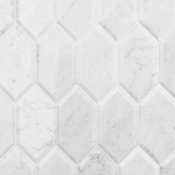 Carrara Beveled 8x4 Hexagon Polished Marble Tile