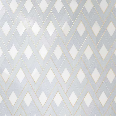 Zeta Celeste Blue Polished Marble and Brass Watejet Mosaic Tile-Sample
