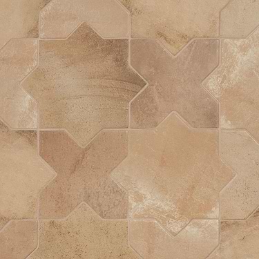 Parma Cotto Brown Matte Star and Cotto Brown Matte Cross 6" Terracotta Look Porcelain Tile  - Sample