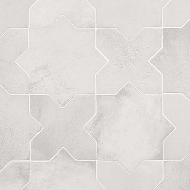 Parma White Matte Star and White Matte Cross 6" Terracotta Look Porcelain Tile - Sample