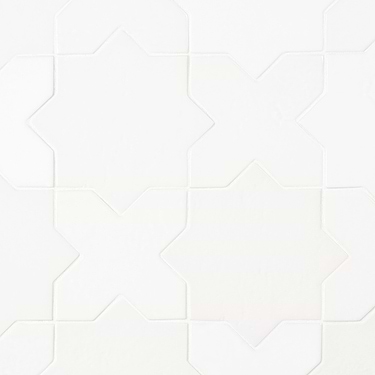 Parma White Polished Star and White Polished Cross 6" Terracotta Look Porcelain Tile - Sample