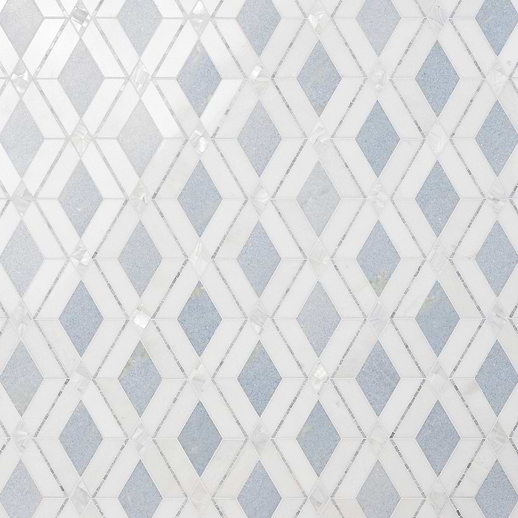 Diana Blue Celeste Polished Marble and Pearl Mosaic Tile