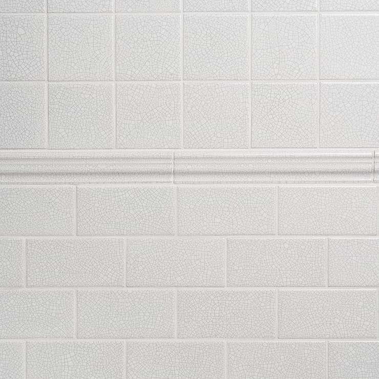 Sarina Vintage White 3x6 Glossy Crackled Ceramic Wall Tile