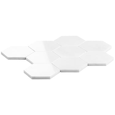 Bianco Dolomite Premium White 4" Hexagon Polished Marble Mosaic