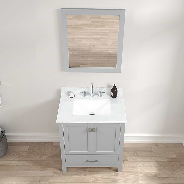 Athena 30'' Gray Vanity And Marble Counter