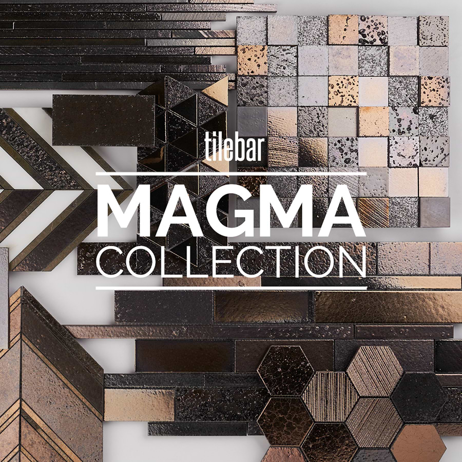 Magma Chevron Venice Bronze Lava Stone Polished Mosaic Tile
