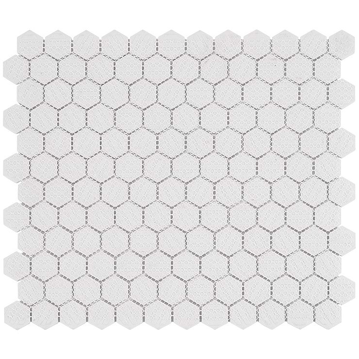 Level White 1" Hexagon Matte Porcelain Mosaic Tile