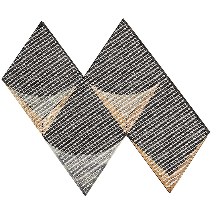 Regis Nero Waterjet Polished Marble Mosaic Tile, Black and Brass