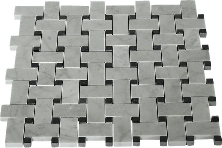Trenza Basket Weave Carrara Marble Polished Mosaic Tile